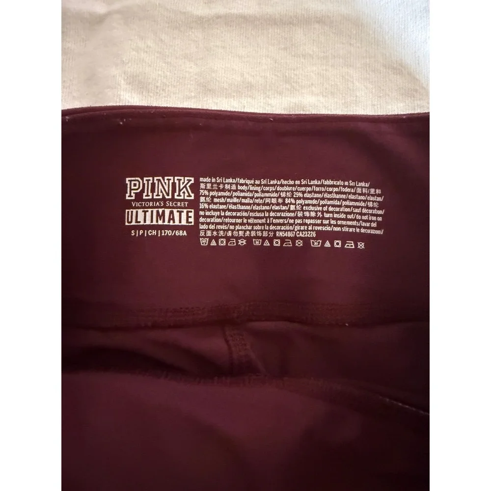 Lot‎ of 2 Womens Leggings PINK Victoria's Secret Burgundy & Under Armour Grey S